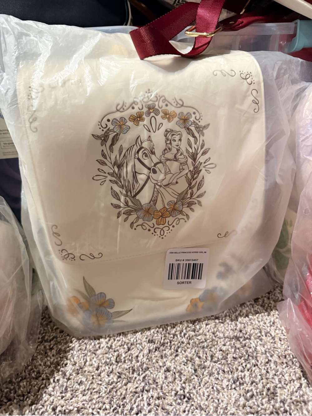 White Floral Princess-Illustrated Belle BATB Backpack